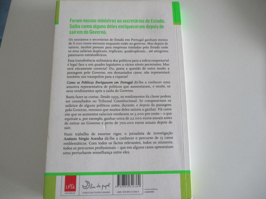 Livro Como os Políticos Enriquecem em Portugal - António Sérgio Azenha