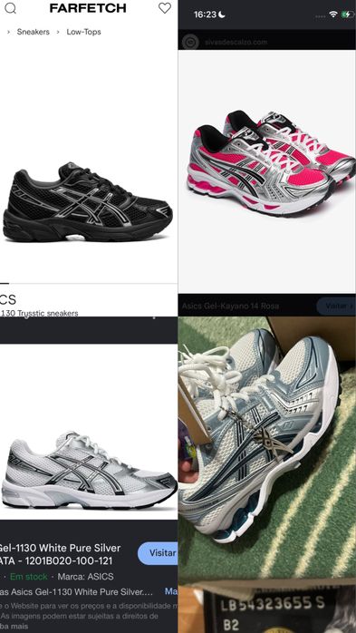 Asics preto , rosa , cinza , azul