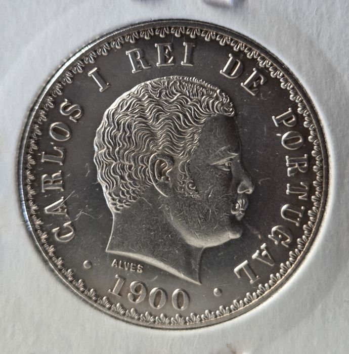 Moeda de 500 Réis de D.Carlos I (1900)em Prata, moeda rara