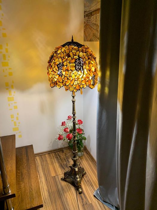 Lampa Podłogowa | VINTAGE | BURSZTYN | LUKSUS | PRESTIŻ | Rękodzieło