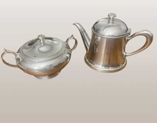 Vintage Christofle Tea Pot and Sugar Bowl, Silver-Plated, Paris