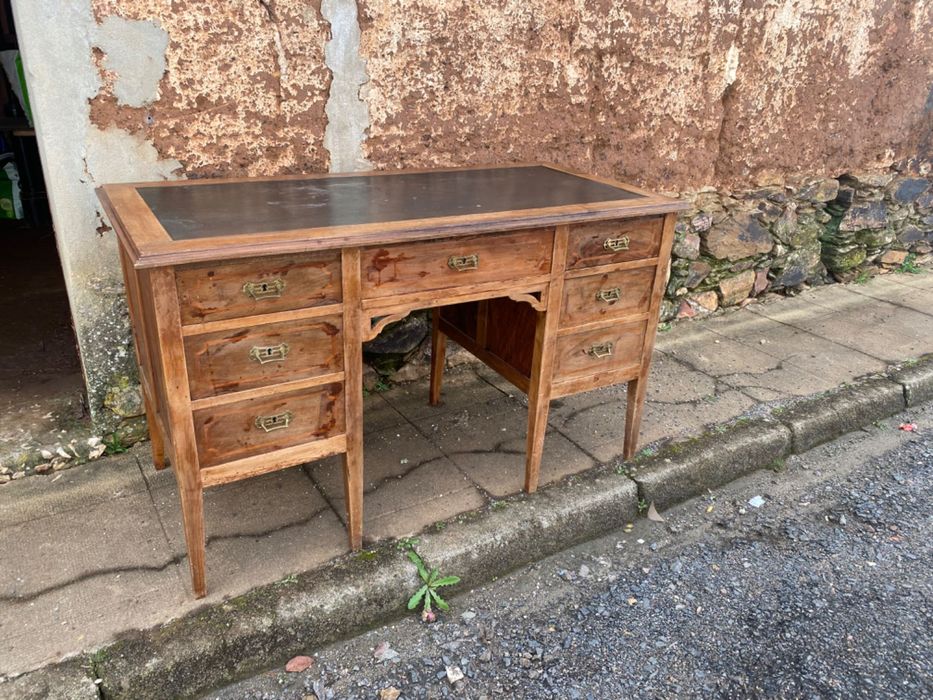 Secretária Madeira Maciça Castanho 1,32 mt Anos 40