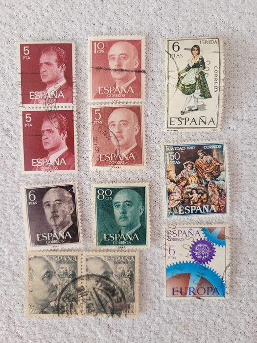 Historyczne hiszpańskie znaczki pocztowe  lata  50 i 60 znaczki kasowane.