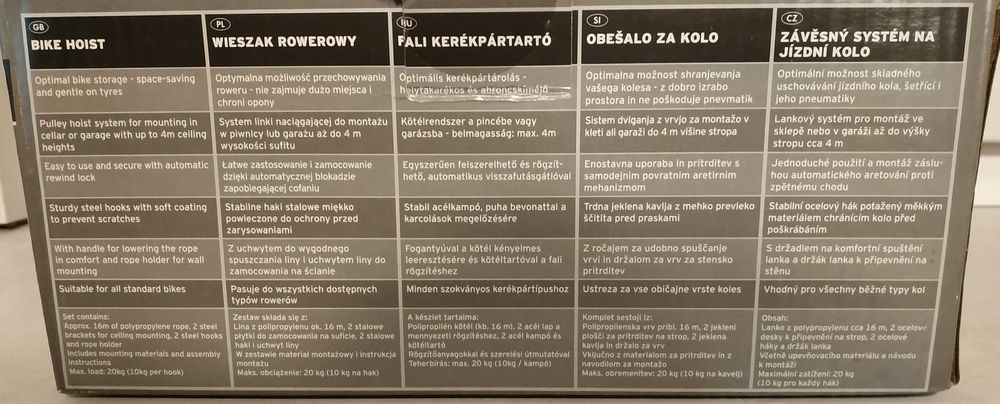 Wieszak rowerowy podsufitowy Nowy