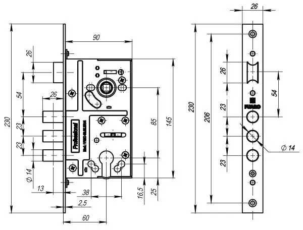Врізний замок Fuaro V10/C-60.85.3R14