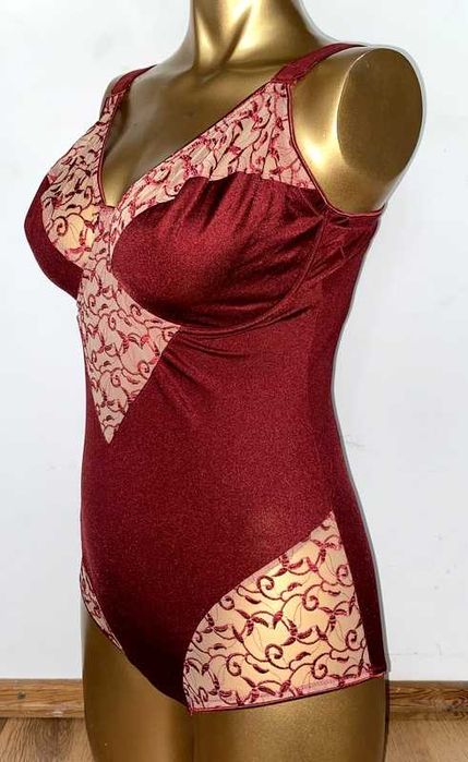 Body 100E czerwono-beżowe gorset miękki