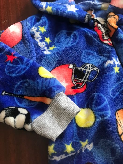 Ромпер дитячий махра з вушками 98р т. Синій , 98 р сердечки