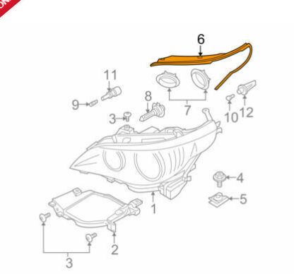 BMW Hella E60 E61 borracha mascara farol esquerdo