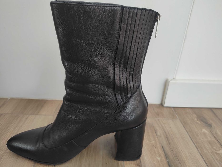Kozaki botki Gino Rossi roz.37 czarna skóra chic