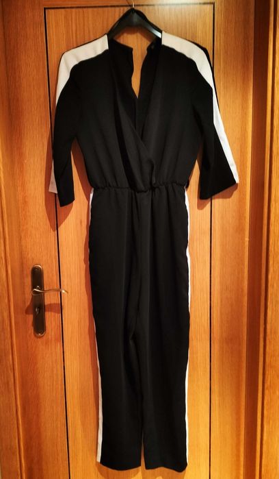 Macacão preto/branco, tam. S, Zara