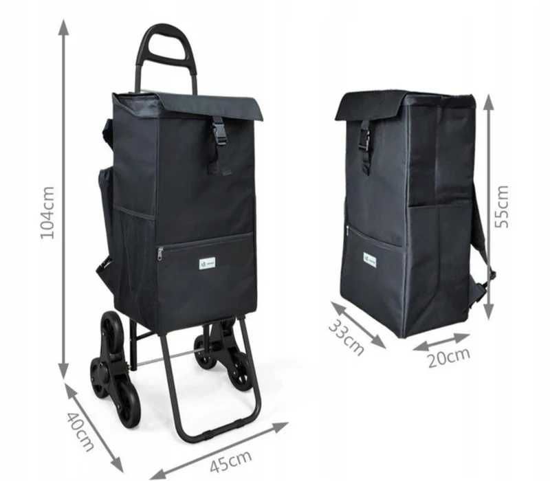 Wózek na zakupy i plecak w jednym z izolowaną torba