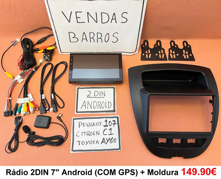 Rádio 2DIN • Citroen C1 • Peugeot 107 108 • Toyota Aygo • Android GPS