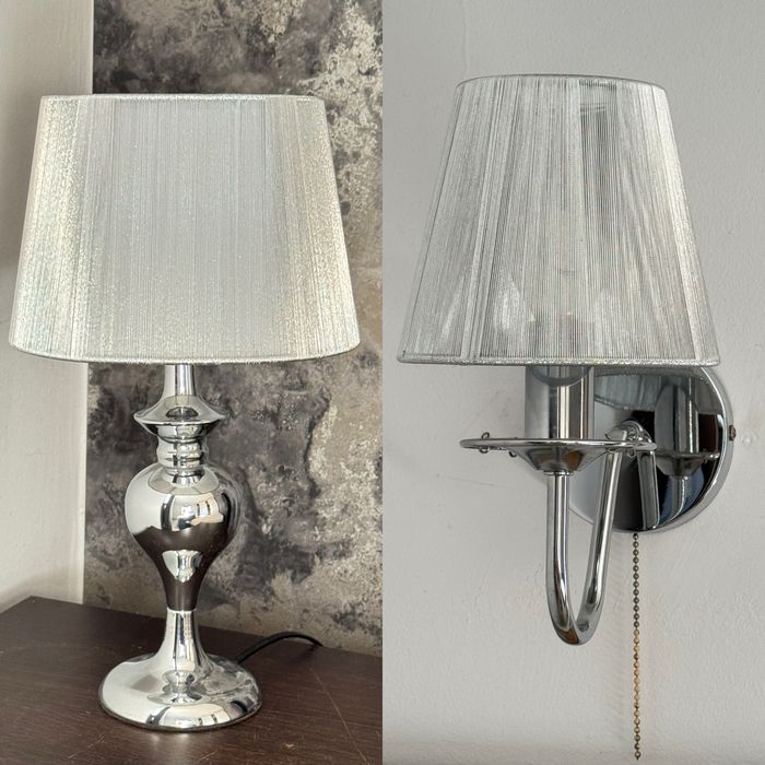Lampa stojąca i wiszaca (komplet) srebrna