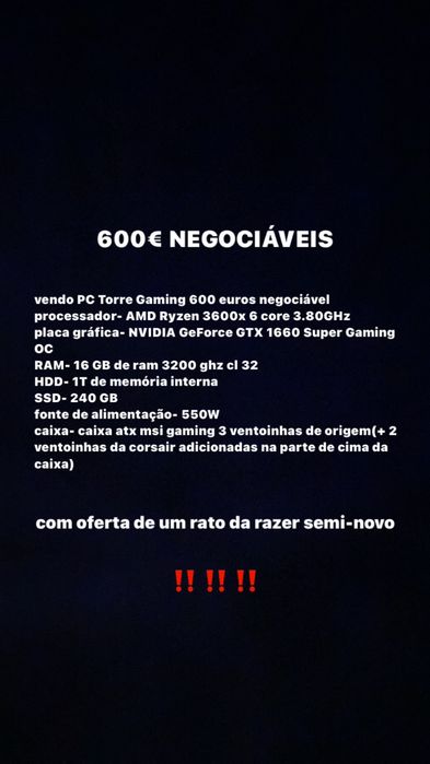 PC GAMING (TORRE) negociavel