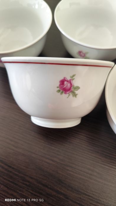 Salaterki 5 szt PRL z różyczka