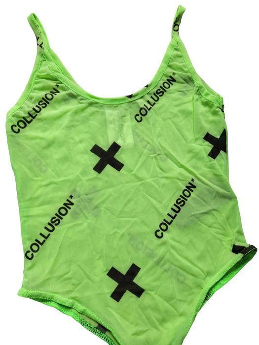 Zielone prześwitujące body 34,XS COLLUSION stringi bielizna damska