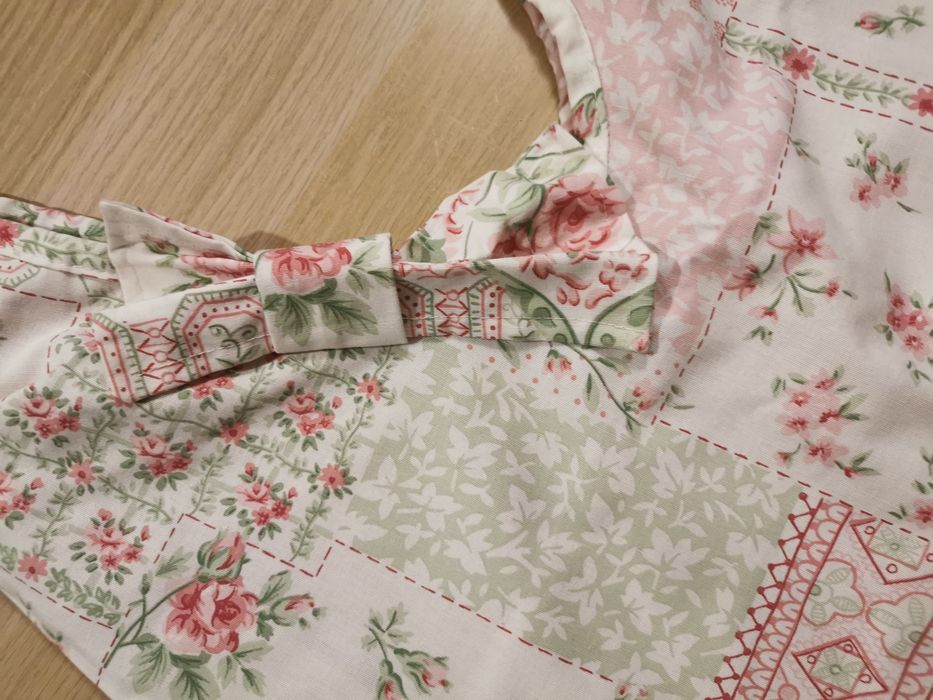Ręcznie szyta duża Torba shopper kokardka kwiatki styl angielski