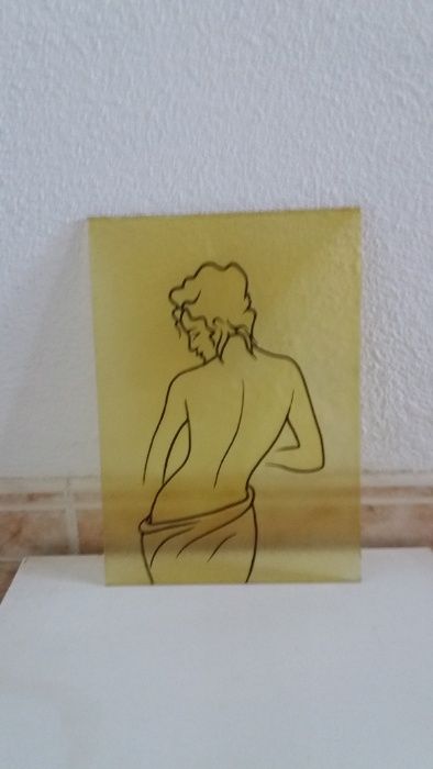 Vitral desenhado a óleo sem moldura