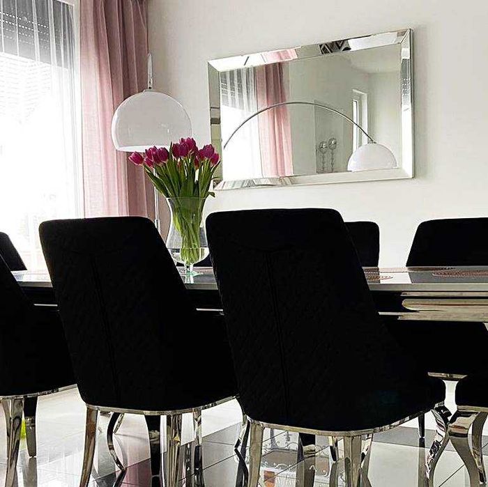 Srebrne lustro glamour prostokątne M-0517