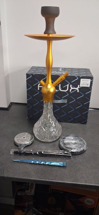Fajka wodna Shisha 60 cm – złota, pełny zestaw
