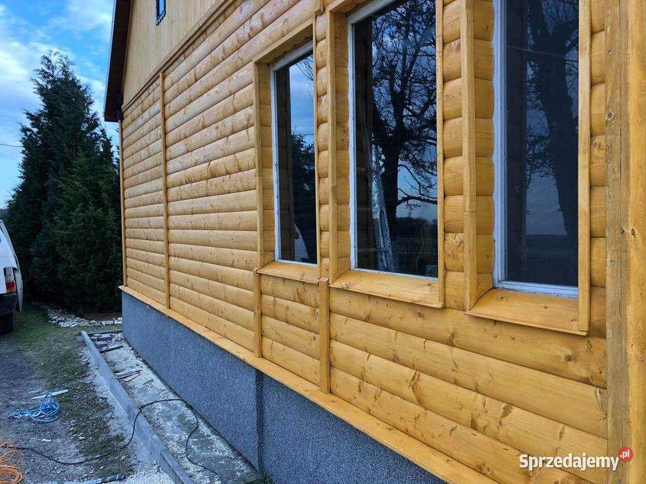 Elewacje Drewniane Świerk Modrzew Pół-bal Duo-romb Opalane Podbitki