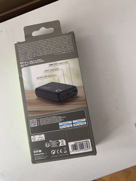 powerbank Cellularline Essence 10000mAh PD 20W czarny