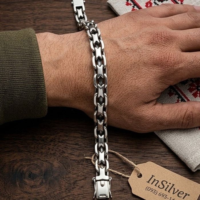 Чоловічий 50г срібний браслет 925 | Мужской серебряный браслет серебро