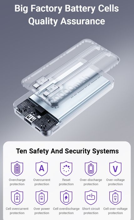 Павербанк ZIME 20000mAh 22.5W, type-c, lightning, конкурент baseus...