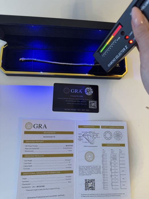 Złota Bransoletka tenis/tenisowa z Moissanitami moissanit certyfikat