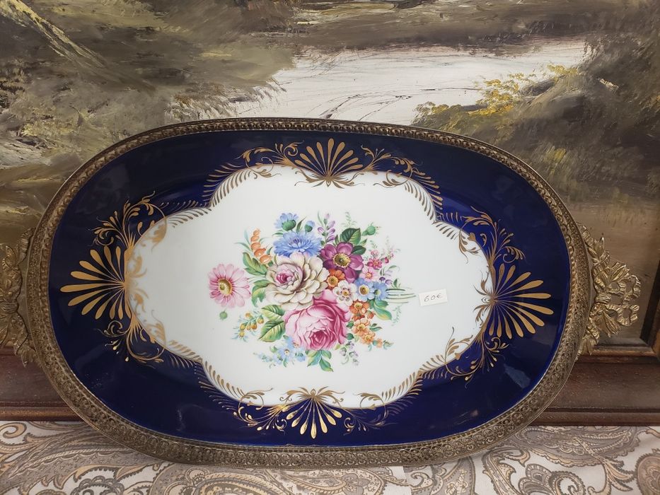 Bandeja gradinha e porcelana Limoges