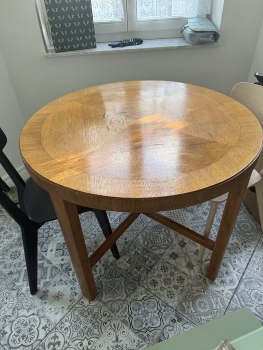 Okrągły stół Art Déco, lata 20.–30., fornir – do renowacji