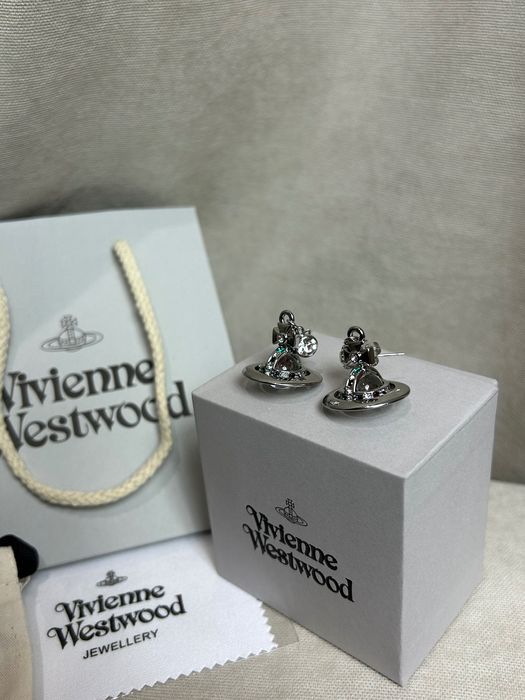 Vivienne Westwood Saturn Orb Silver Earrings оригинал сережки серьги