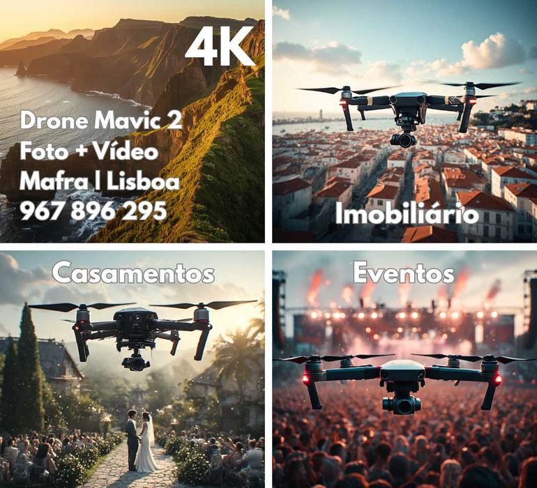 Drone Mavic 2 - Foto + Vídeo 4K | Imobiliário, Eventos e Inspeções | Mafra/Lisboa