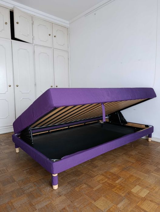 Sofa-cama, com 90x200 cm, espaço de arrumação