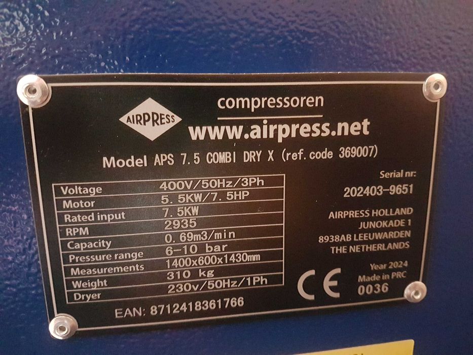 Kompresor śrubowy Airpress APS 7.5 combi dry x