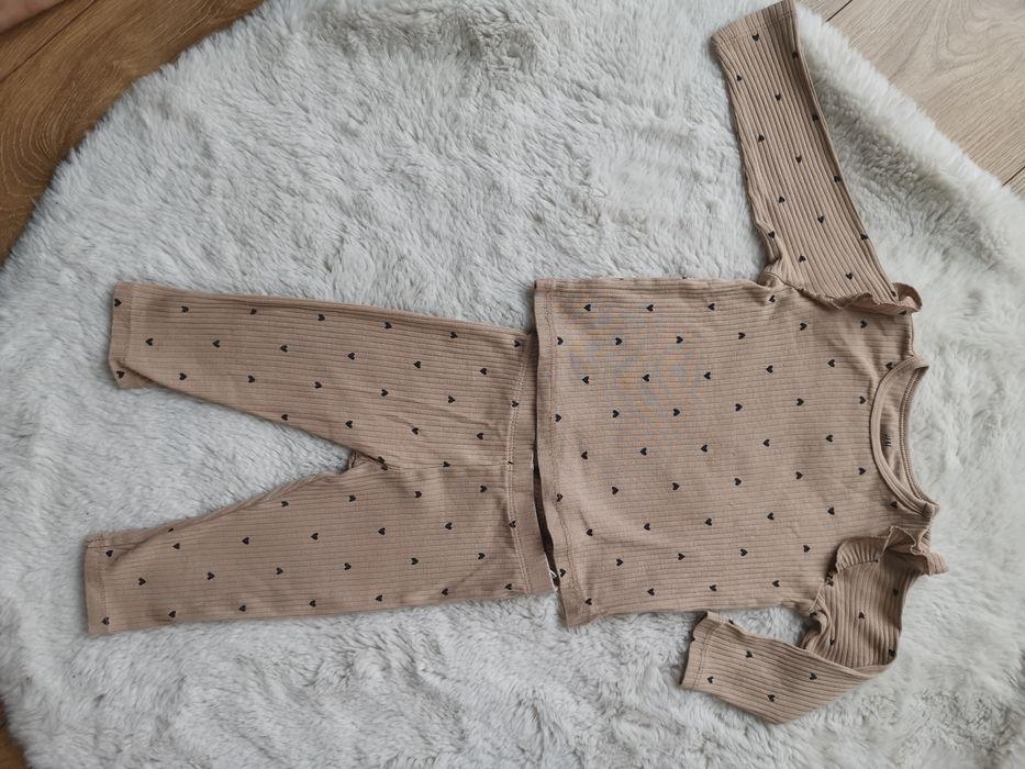Beżowy komplet bawełna prażek H&m rozm. 74