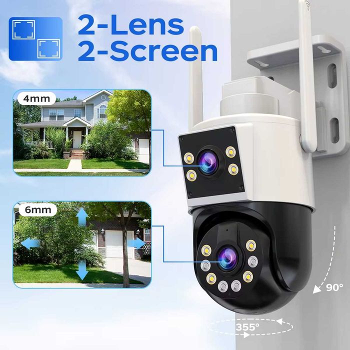 [NOVO] Câmara de Vigilância Exterior Wi-Fi 5K • 2 Lentes • 8 MP + 8 MP