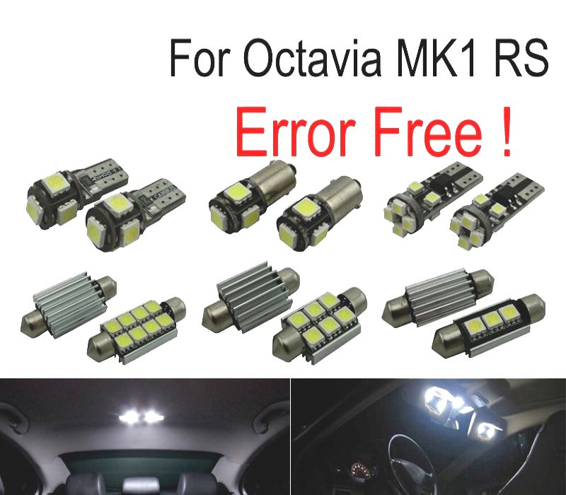 KIT COMPLETO 10 LAMPADAS LED INTERIOR PARA SKODA OCTAVIA MK 1 MKI RS 1U2 96-04