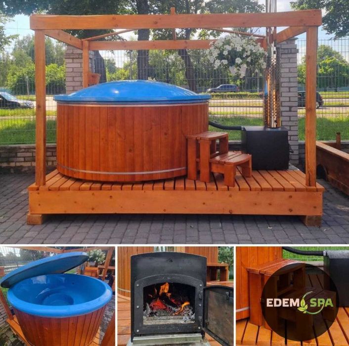 Сучасній карпатський чан на дровах для бізнесу і дому. Офуро.