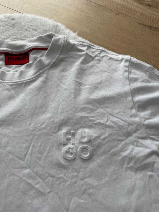 Hugo koszulka t-shirt biały XXL małe logo gładka