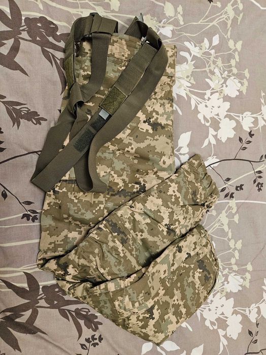 Штаны зимние ватные, пиксель (ВСУ), с подтяжками