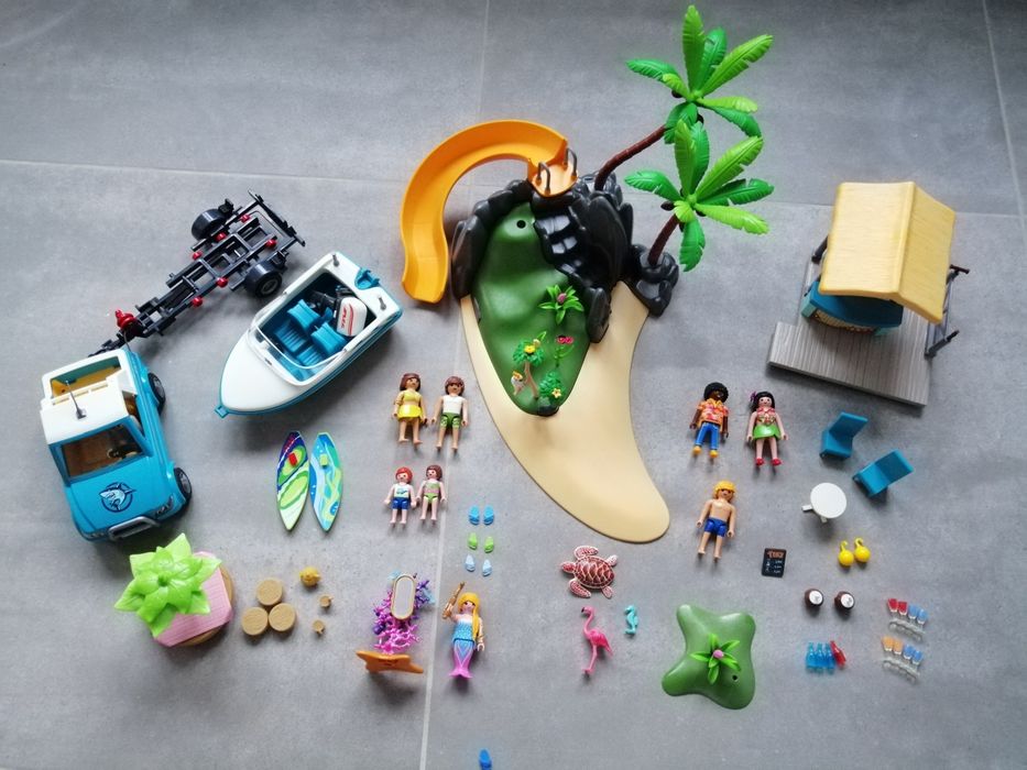 Playmobil wyspa, auto, motorówka, piraci
