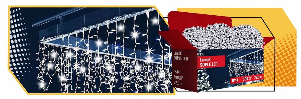 Sople 500 led zimna biel efekt flash 25m na dach lampka choinkowa
