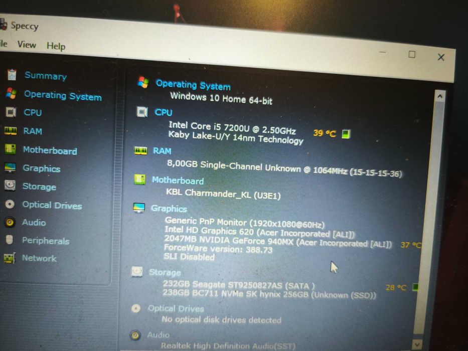 Rewelacyjny laptop acer i5 SSD nvme 256gb 8gb GeForce