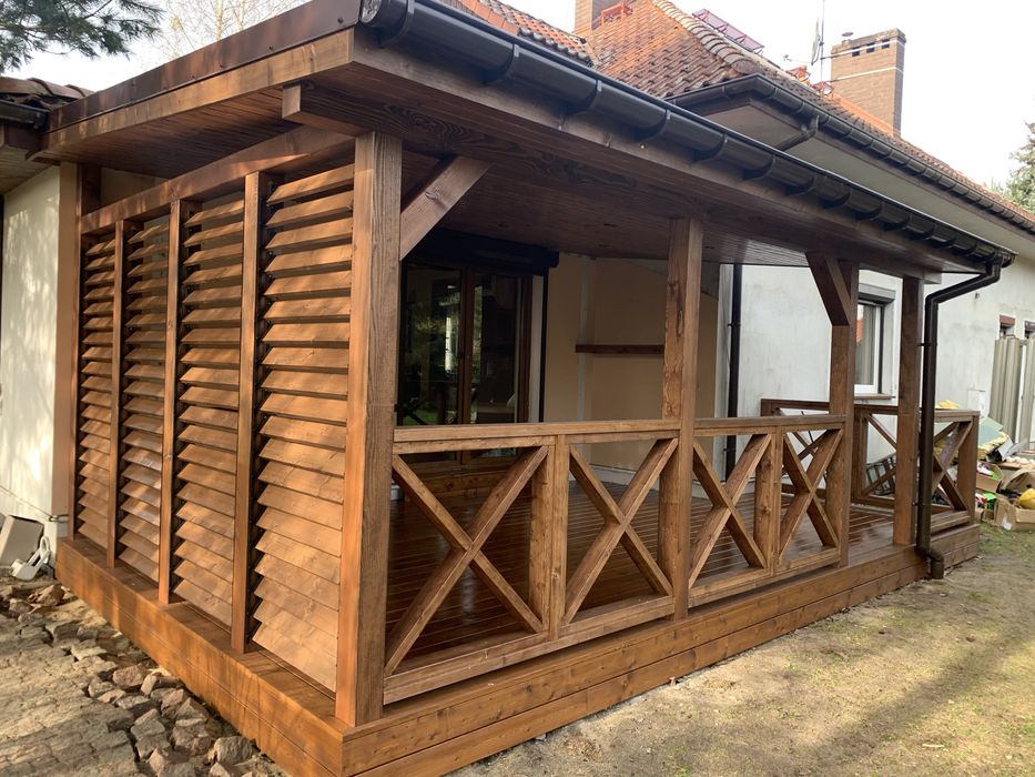 Tarasy, wiaty garażowe, zadaszenia tarasów, pomieszczenia gospodarcze