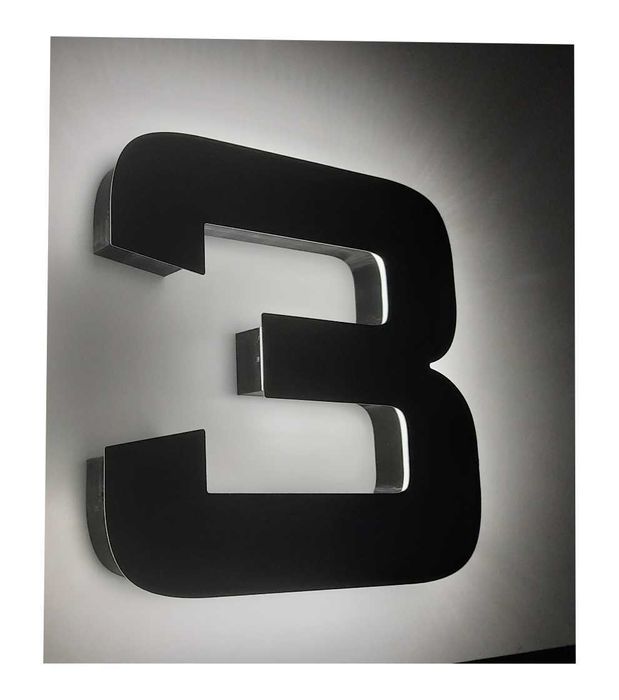 Cyfra 3D Podświetlany Numer Domu LED Aluminium 30 cm Kolory