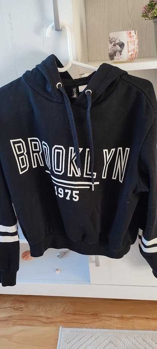 Bluza dziewczęca czarna z kapturem BROOKLYN 1975