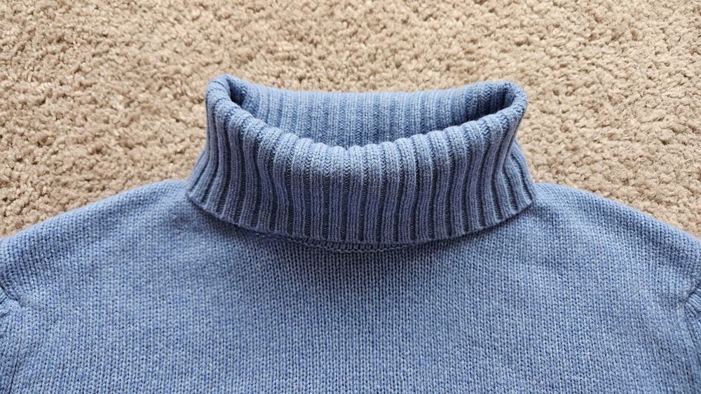 Gruby golf męski Zara błękitny, wełna/nylon, rozm. M-L