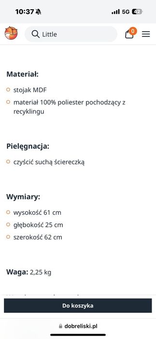 Stojak na książki dla dzieci Recycled Solid Cream