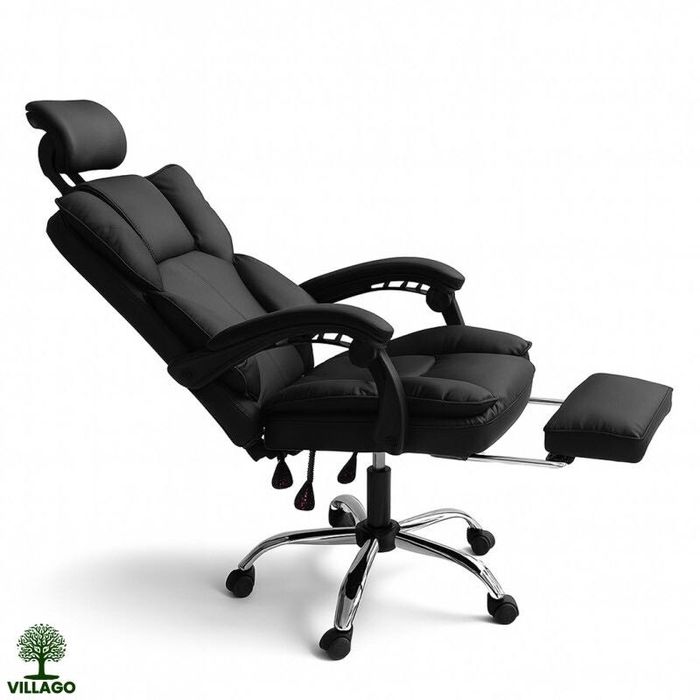 Komfortowy SKÓRZANY fotel biurowy z podnóżkiem regulowany • 2 wersje!